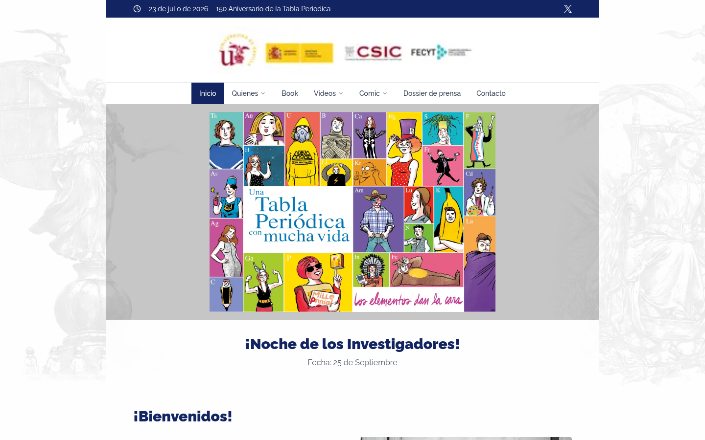 Tabla Periódica — 150 Aniversario · Universidad de Sevilla